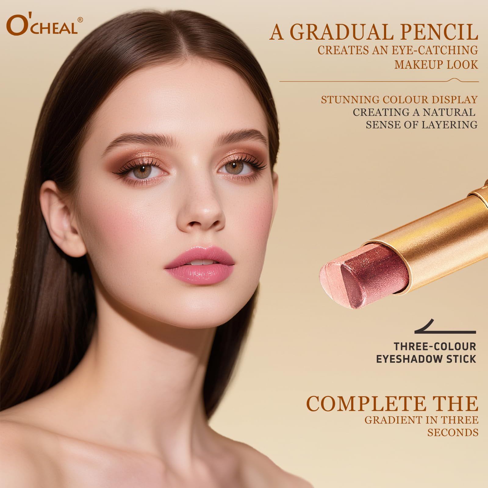 O'CHEAL 4PCS Gradient Eyeshadow Sticks – Waterproof, Long-Lasting, Crease-Proof