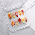 OCOUYVD Handmade Press On Nails – Fall Floral Yellow Gradient, Almond Shape, Medium (Size M)