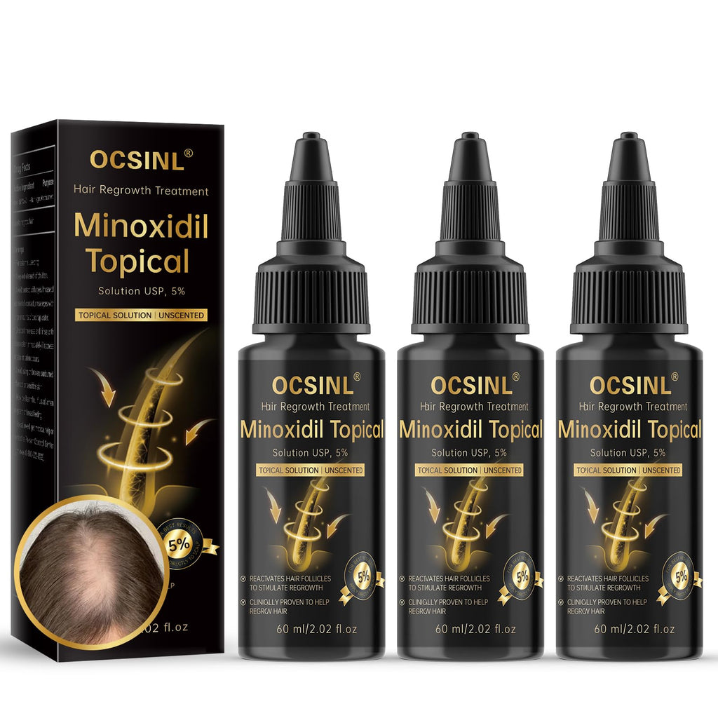 OCSINL 5% Minoxidil for Hair Regrowth — Biotin, Rosemary & Batana Oil (3-Pack)