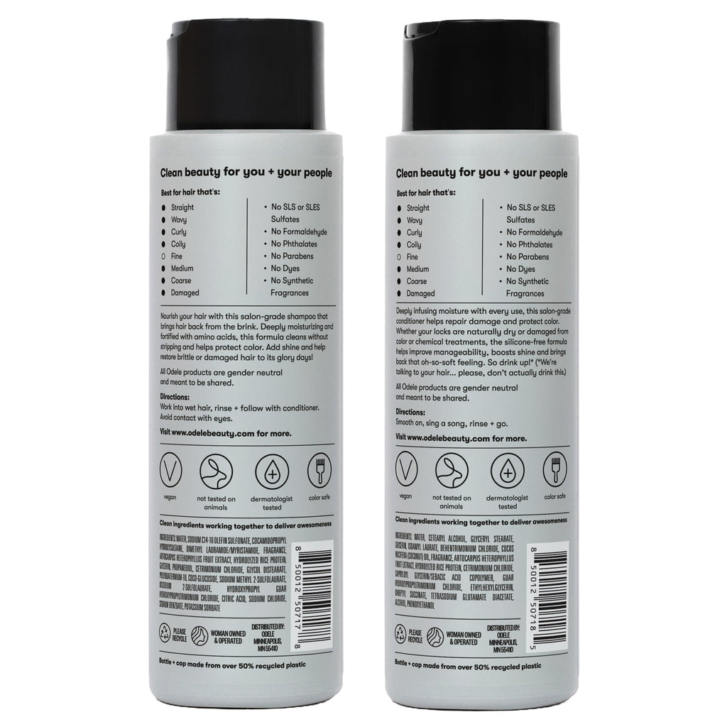 Odele Moisture Repair Sulfate-Free Shampoo & Conditioner Set – Deep Hydration 13 oz Each (2-Pack)