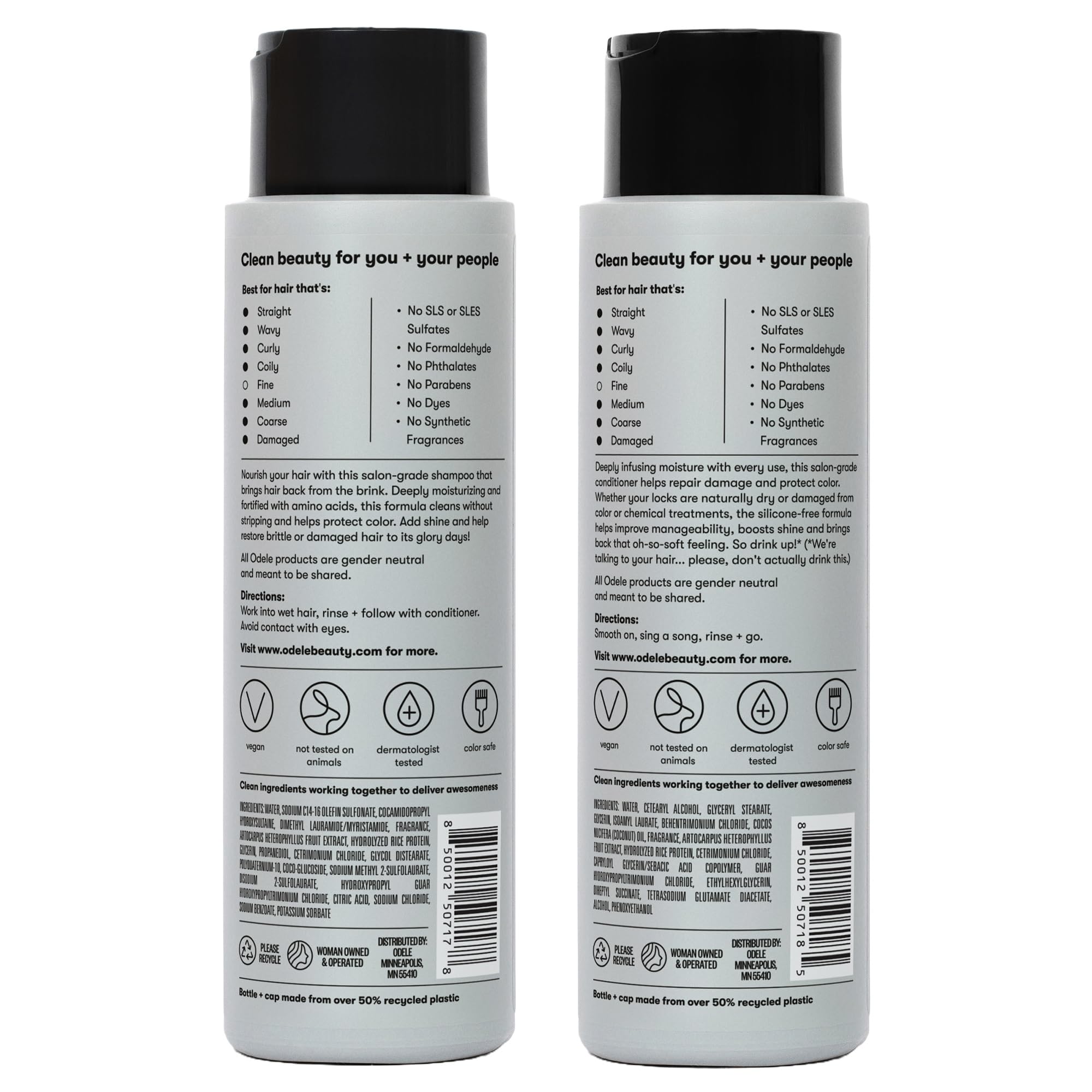 Odele Moisture Repair Sulfate-Free Shampoo & Conditioner Set – Deep Hydration 13 oz Each (2-Pack)