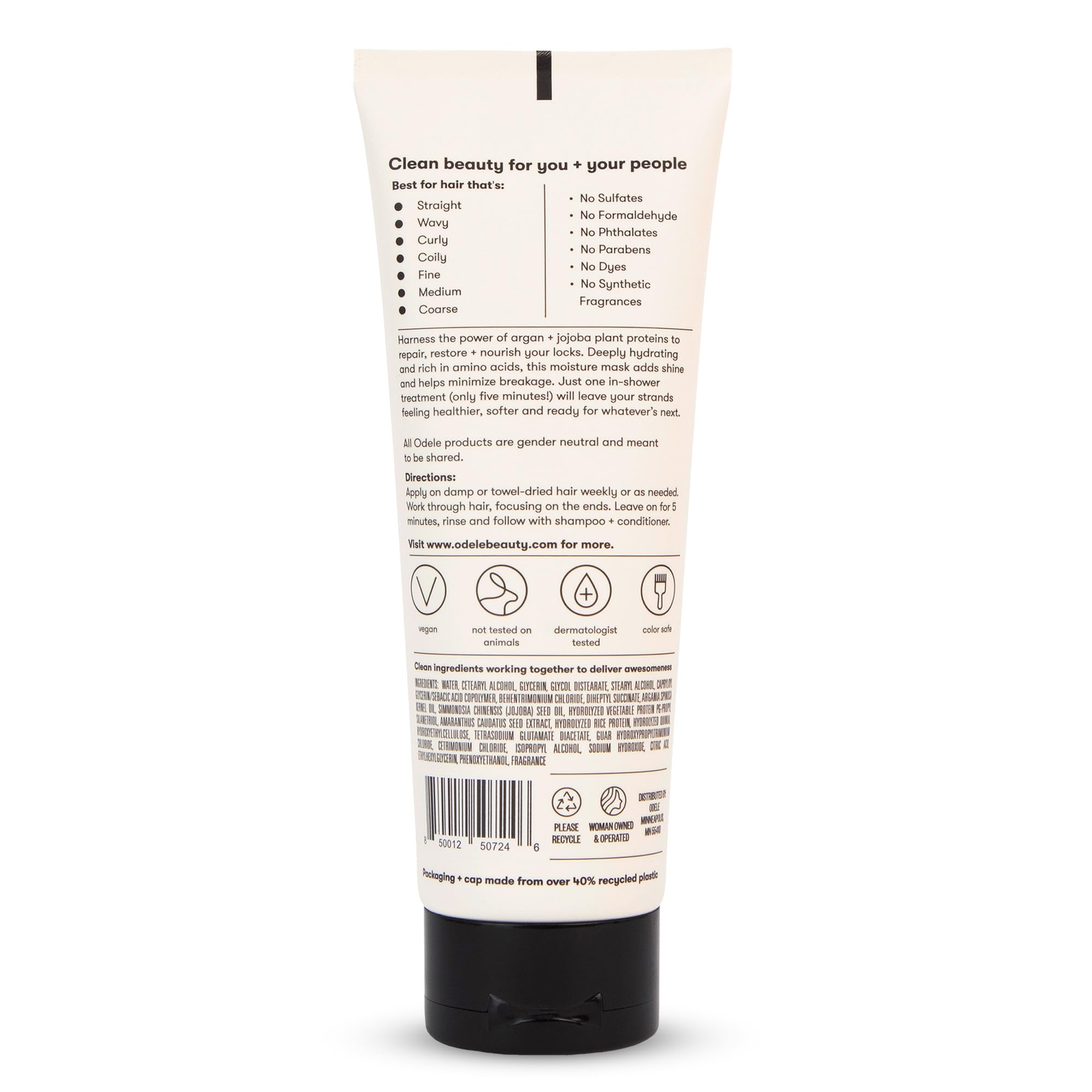 Odele Moisture Hair Mask – Deep Hydration with Argan & Jojoba Oils for All Hair Types, 8 fl oz