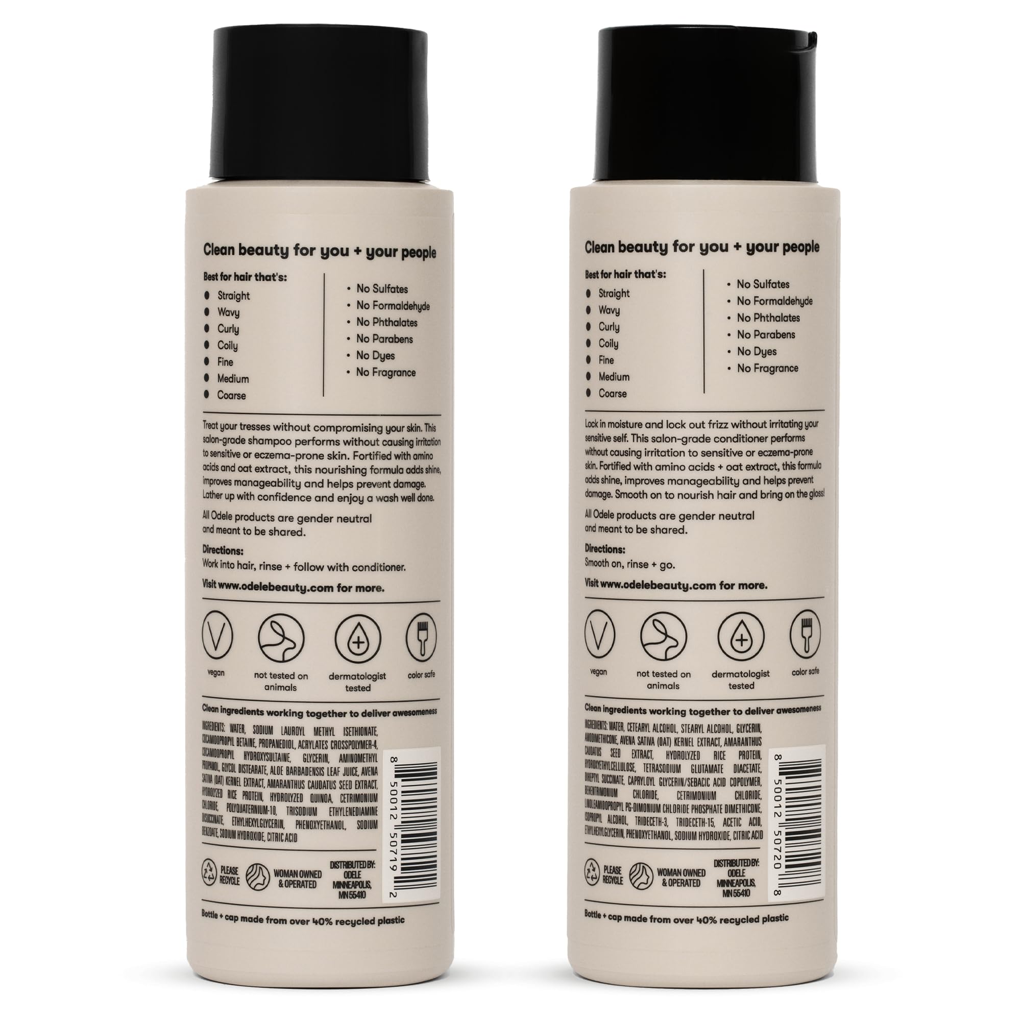 Odele Ultra-Sensitive Sulfate-Free Shampoo & Conditioner Set – Gentle, Fragrance-Free, All Hair Types 13 Fl Oz Each (2-Pack)