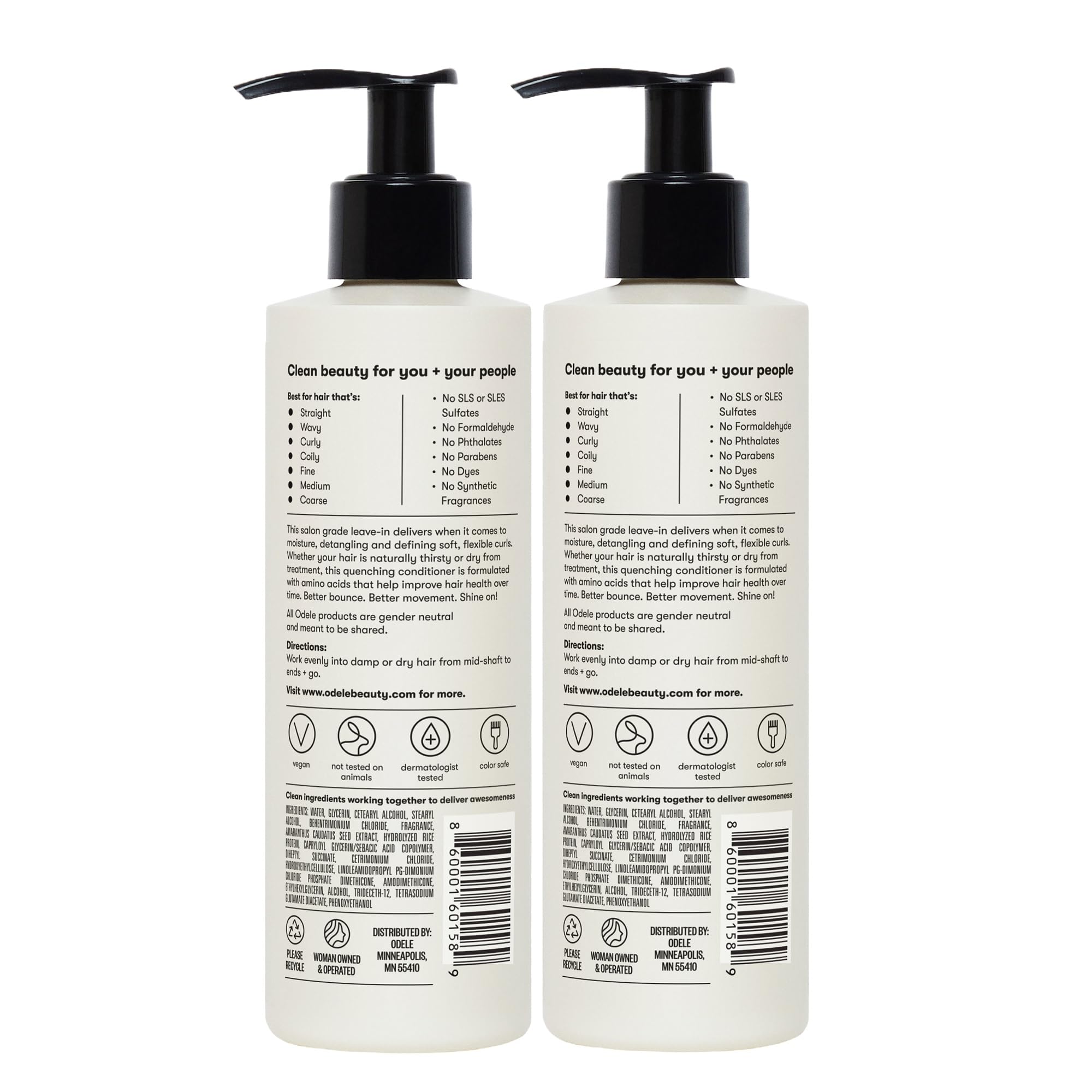 Odele Vegan Leave-In Conditioner – Deep Moisture, Detangling & Frizz Control (2-Pack, 8 fl oz)