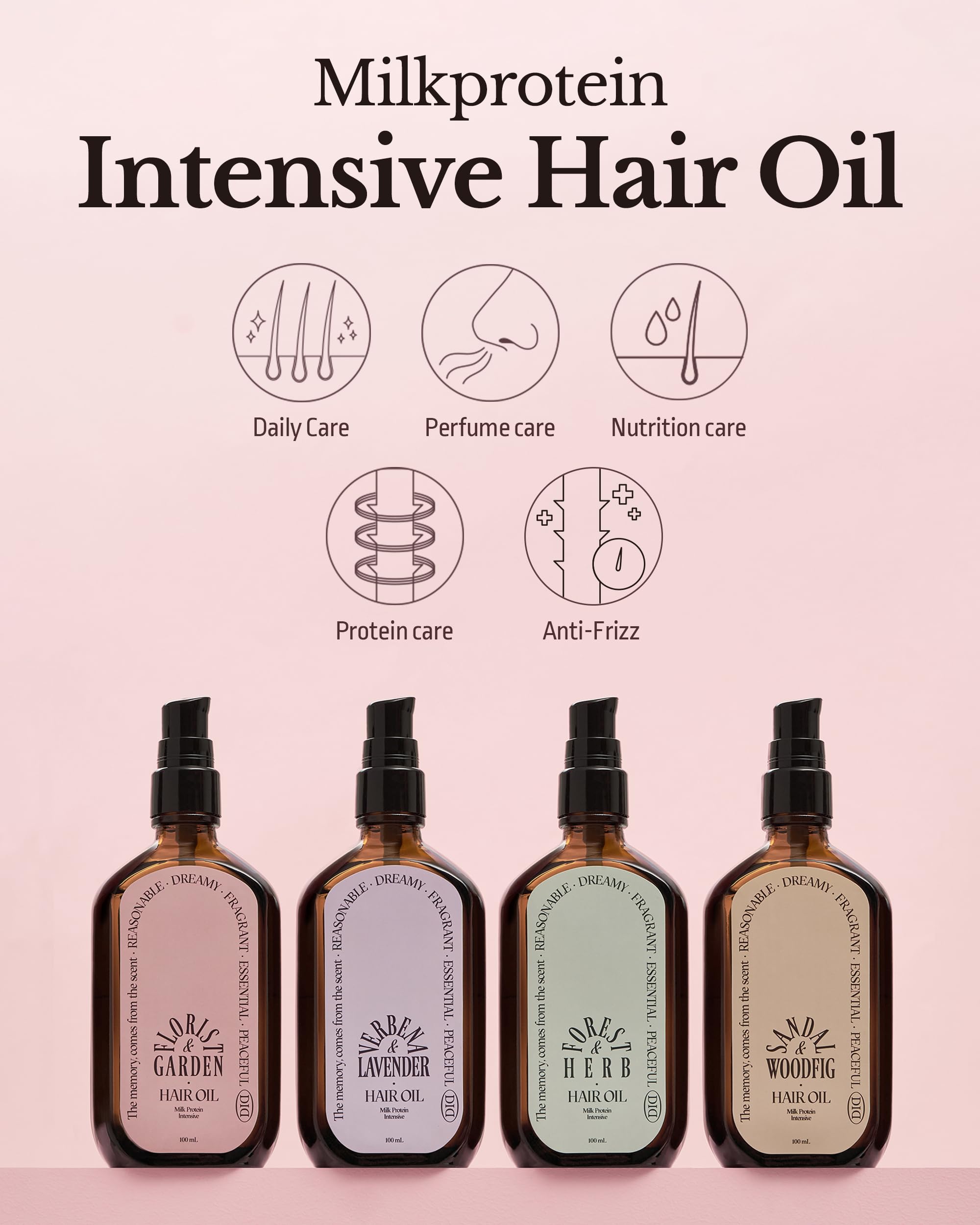ODID Milk Protein Intensive Hair Oil – Korean Anti-Frizz Nourishing & Smoothing Serum with Argan Oil & Plant Oils | Verbena Lavender Scent 3.38 fl oz