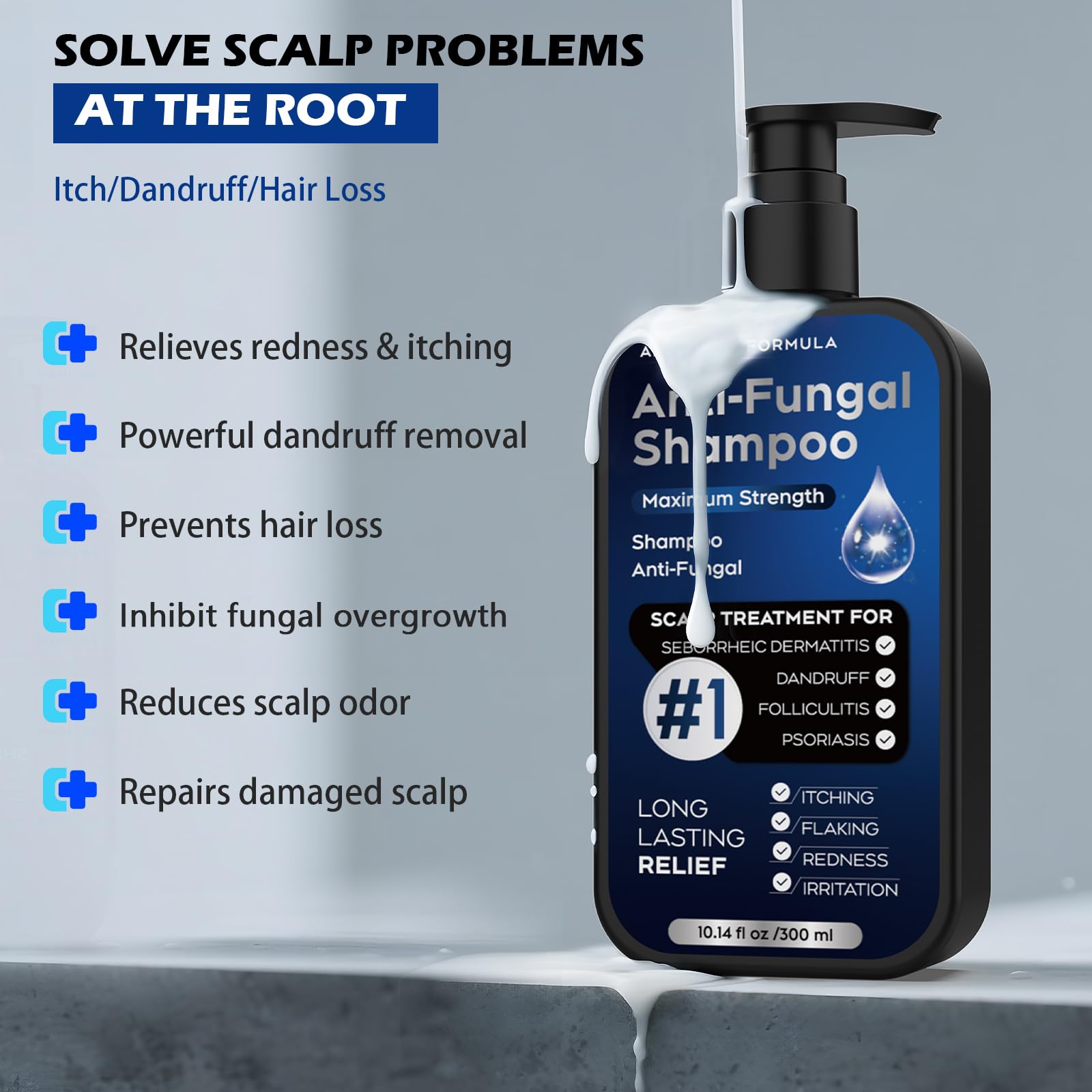 Oely Anti-Dandruff Shampoo for Folliculitis & Scalp Psoriasis | 10.1 fl oz