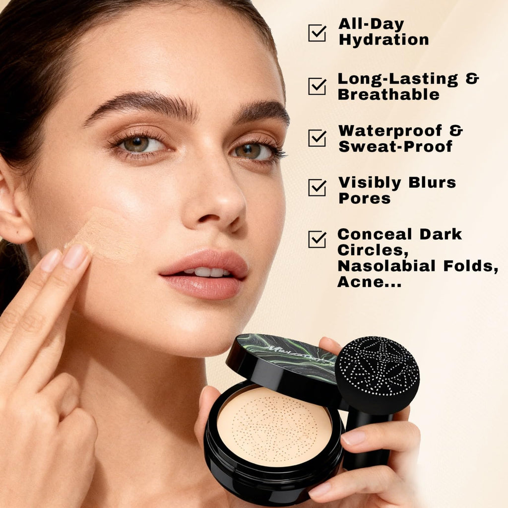 OETUIOW Mushroom Head Air Cushion CC Cream Gift Set – Upgraded Formula with 2 Refills, Waterproof