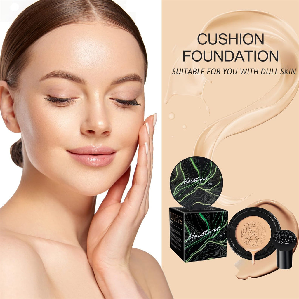 OETUIOW Mushroom Head Air Cushion CC Cream – Moisturizing BB Foundation for Mature Skin (Buff Beige)