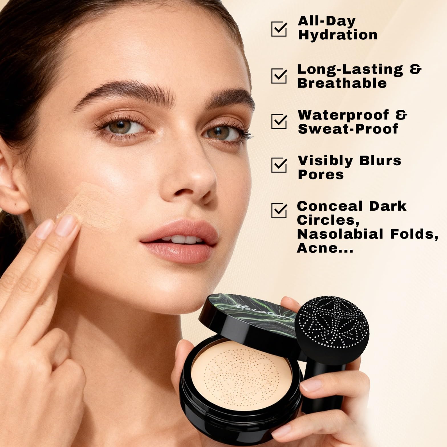 OETUIOW Mushroom Head Air Cushion CC Cream Gift Set — Upgraded Hydrating Formula, 2 Refills, Medium (20g×3)