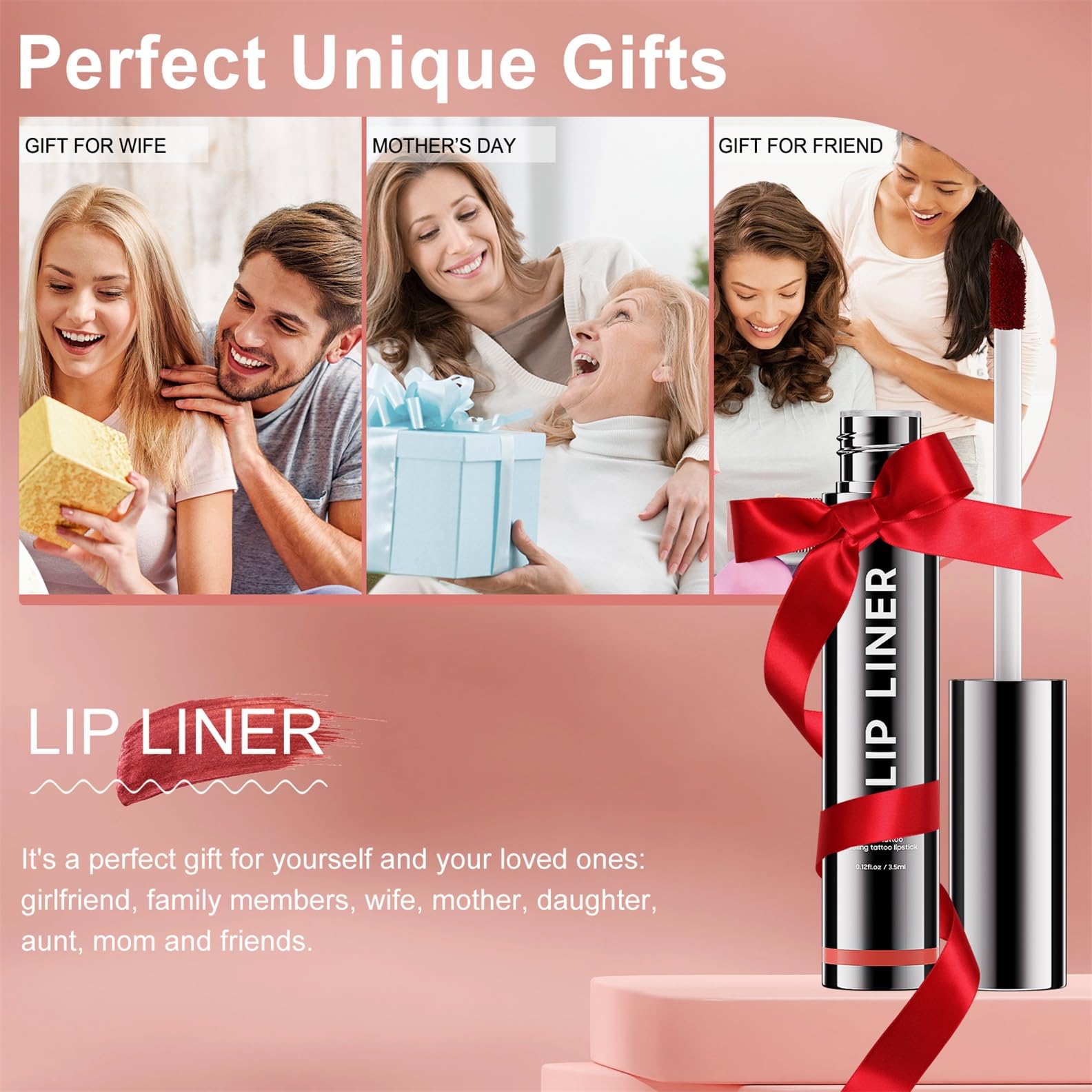 OETUIOW Lip Stain Peel Off Lip Liner – Long-Lasting, Waterproof, Transfer-Proof, Rose