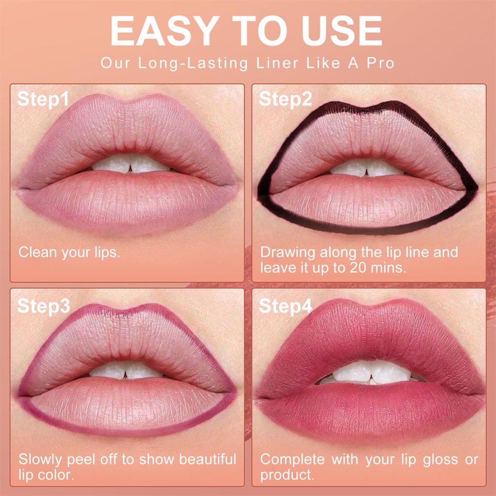OETUIOW Lip Stain Peel Off Lip Liner – Long-Lasting, Waterproof, Transfer-Proof, Rose