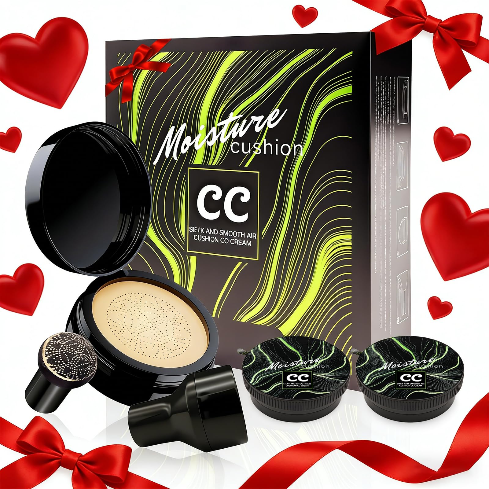 OETUIOW Mushroom Head Air Cushion CC Cream Gift Set – Upgraded Formula with 2 Refills, Waterproof