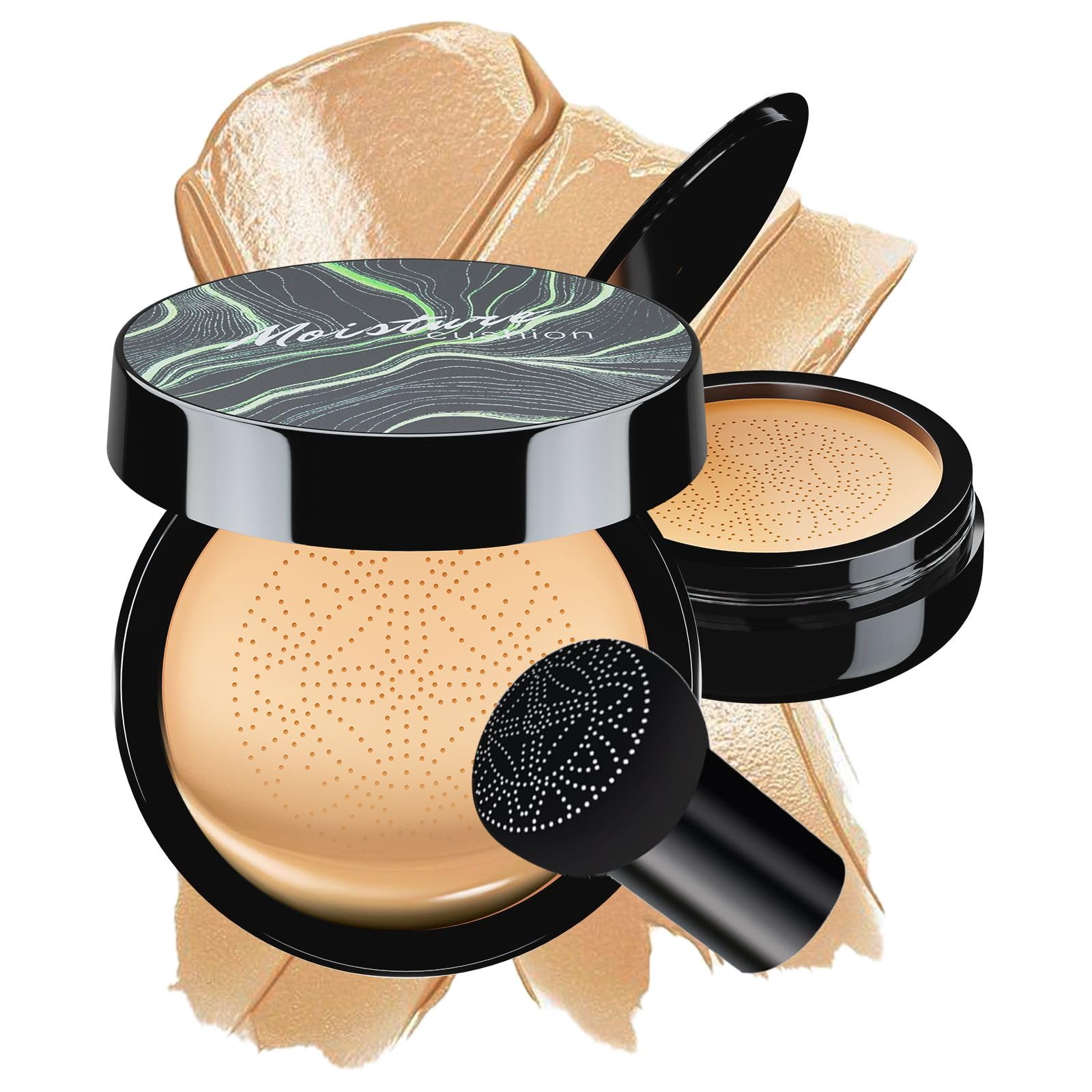 OETUIOW Mushroom Head Air Cushion CC Cream – Moisturizing BB Foundation for Mature Skin (Buff Beige)