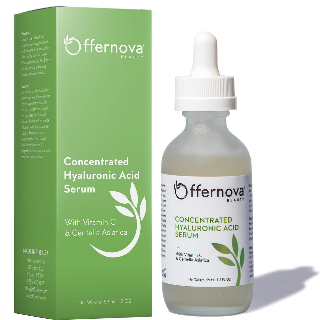 Offernova Concentrated Hyaluronic Acid Serum with Vitamin C & Centella Asiatica – Pure Organic Vegan Formula