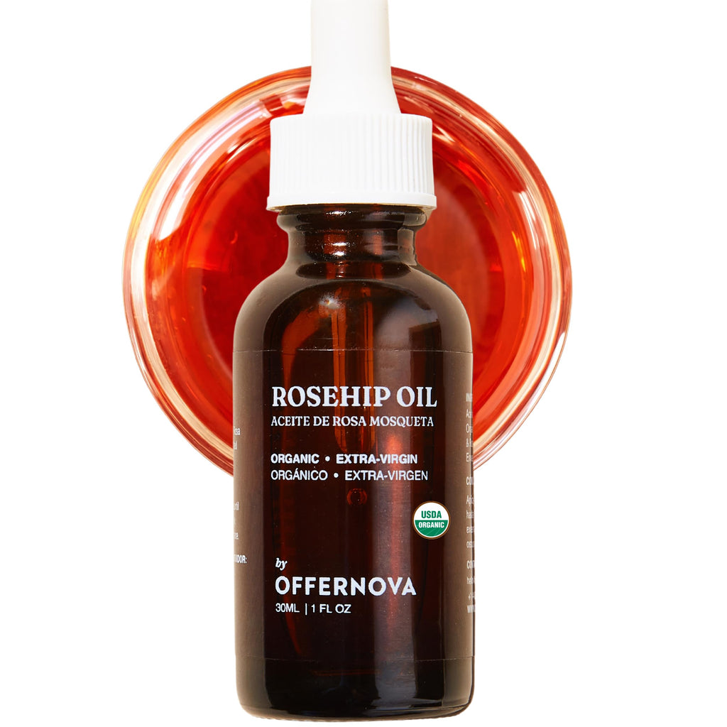 Offernova Organic Rosehip Oil – Cold-Pressed Rosa Mosqueta, USDA Organic, 1 oz