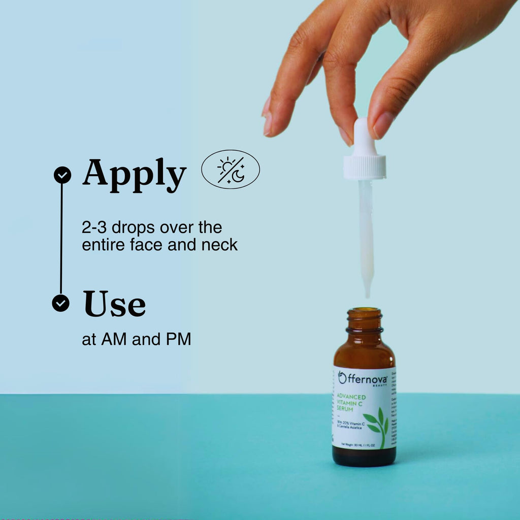 Offernova Organic Vitamin C Serum - 20% Vitamin C + Hyaluronic Acid | Anti Aging Serum for Face, Eyes & Neck | 1 oz