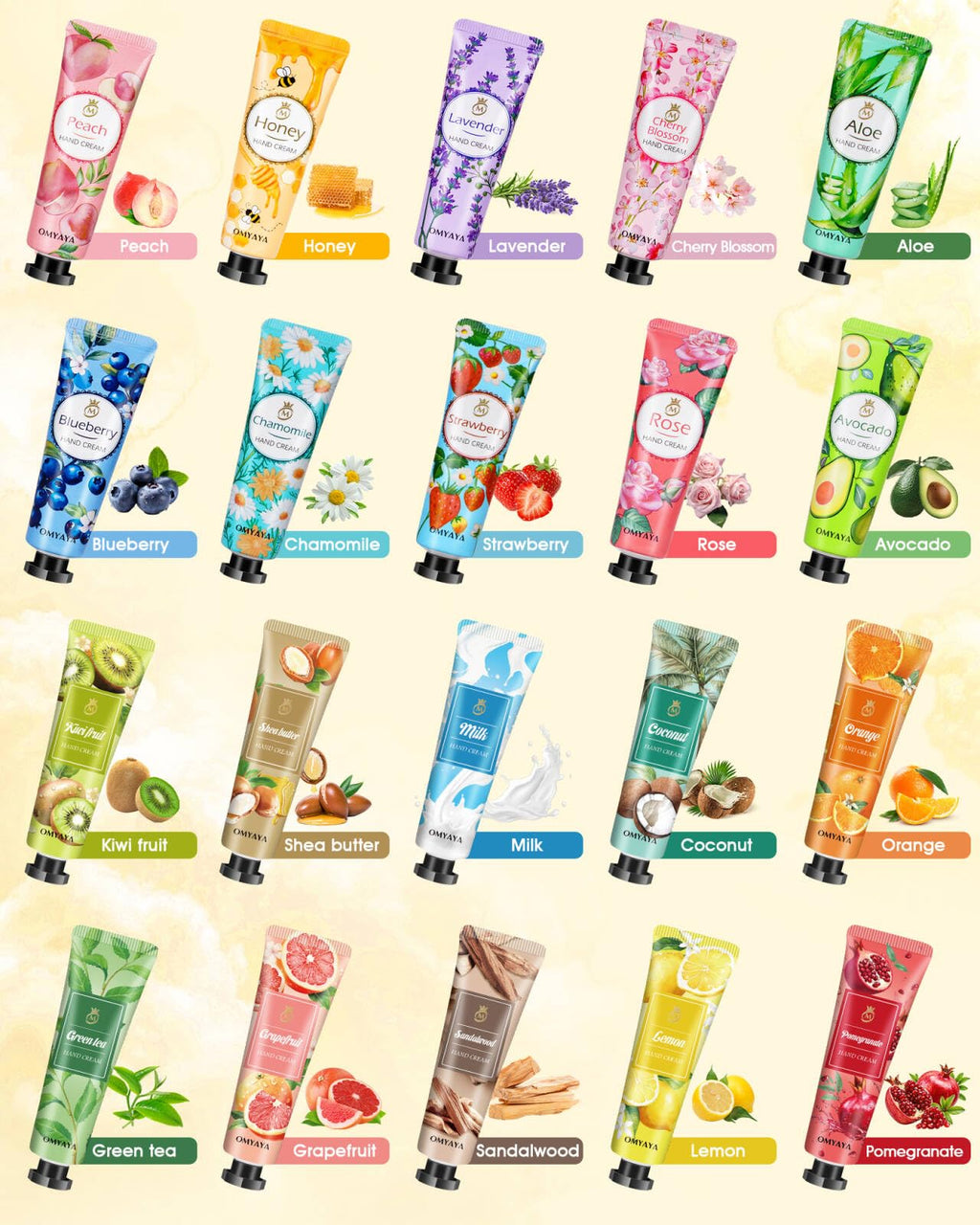OFUN 40 Pack Hand Cream Gift Set – Travel-Size Lotions with 10 Fragrances