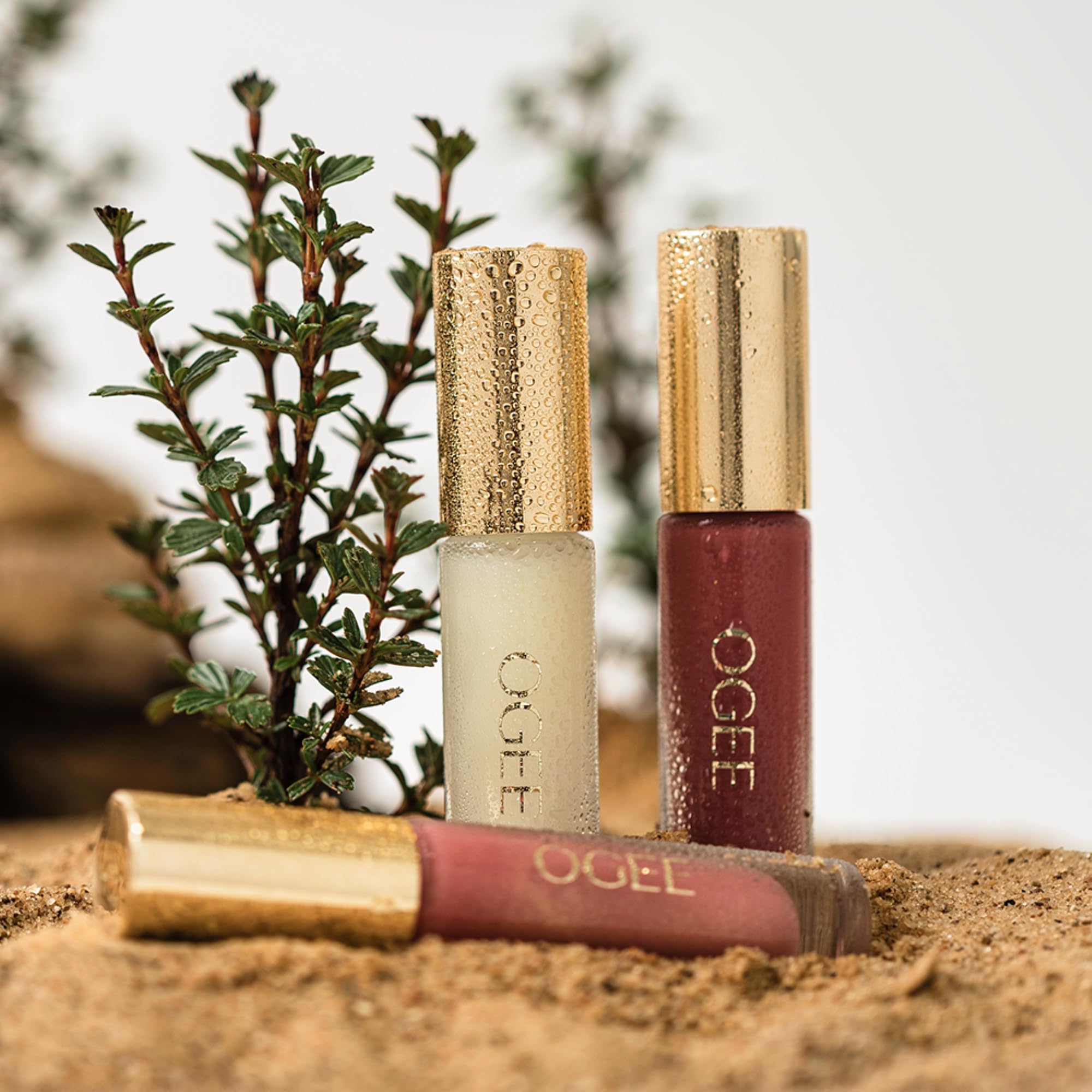 Ogee Beyond Clean Lip Gloss – Certified Organic, Hydrating, High‑Shine Freesia • Desert Rose Shimmer