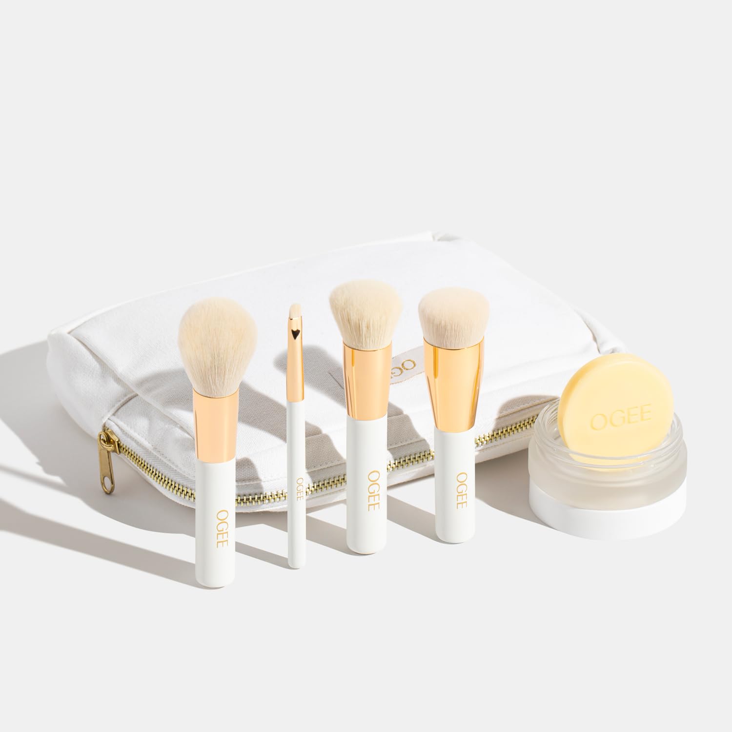 Ogee Makeup Brush Bundle: Blender, Base, Powder, Precision & Cleanser