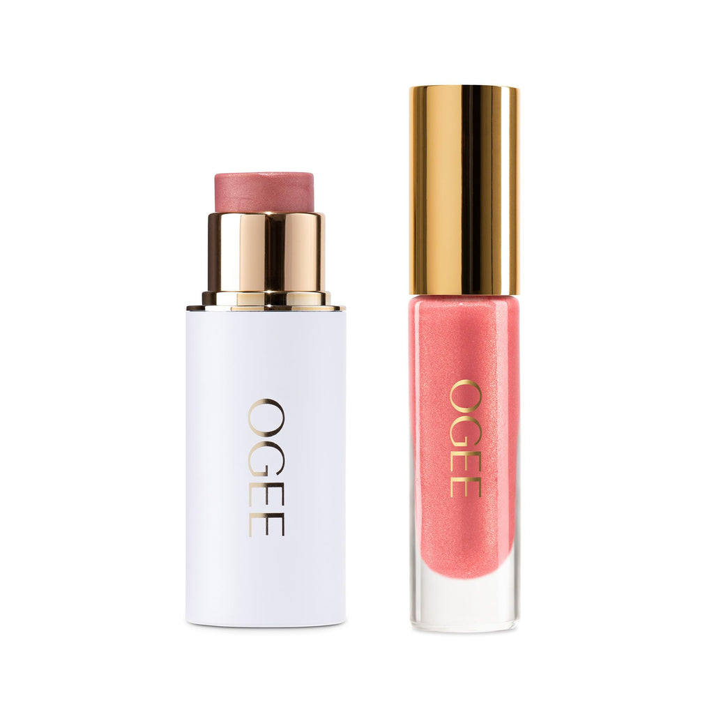 Ogee Dew-Kissed Morning: Carnelian Face Stick + Poppy Lip Gloss Duo – Limited Edition Gift Set