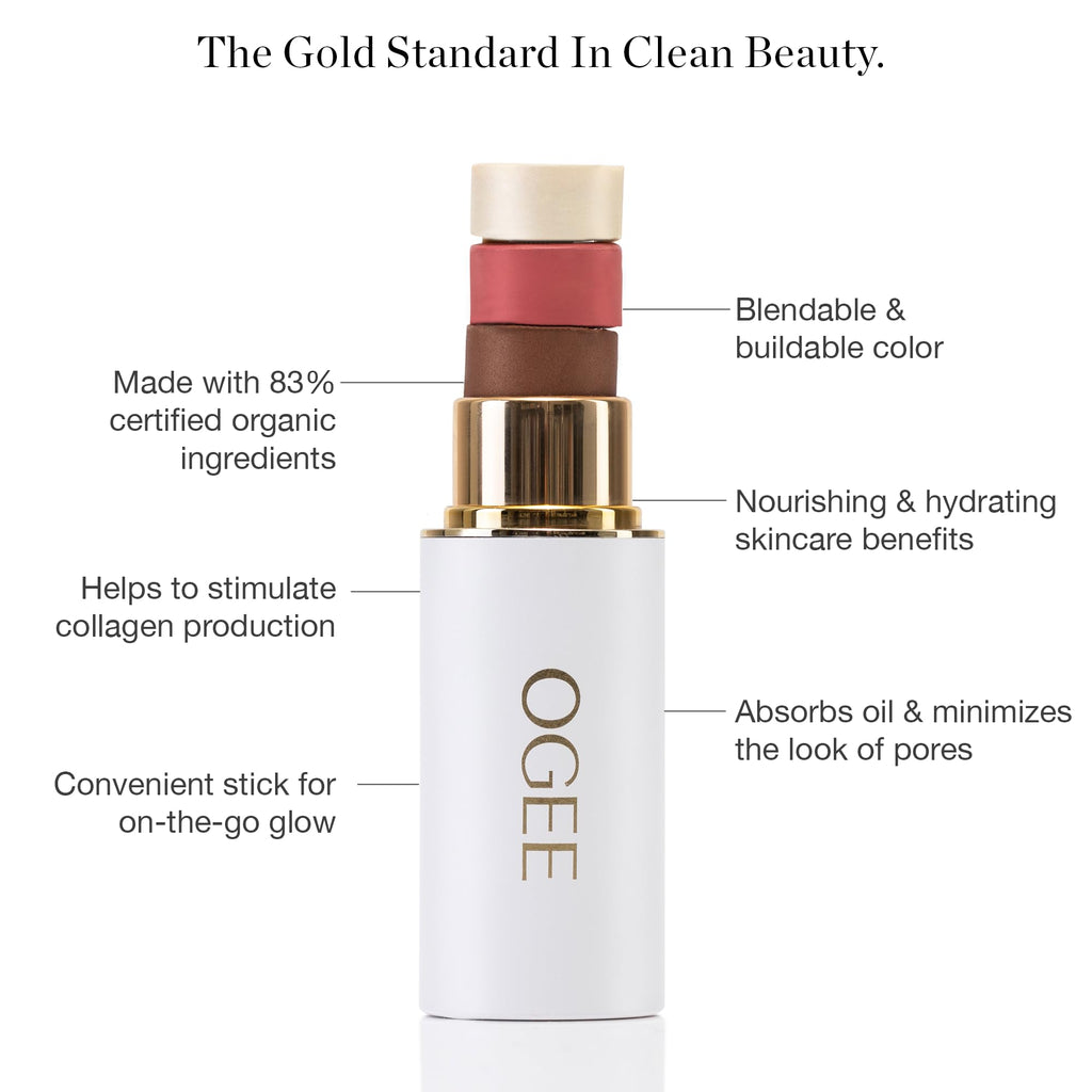 Ogee Face Stick Radiant Trio – Organic Contour Sticks for Subtle Glow (Bronzer, Blush, Highlighter)