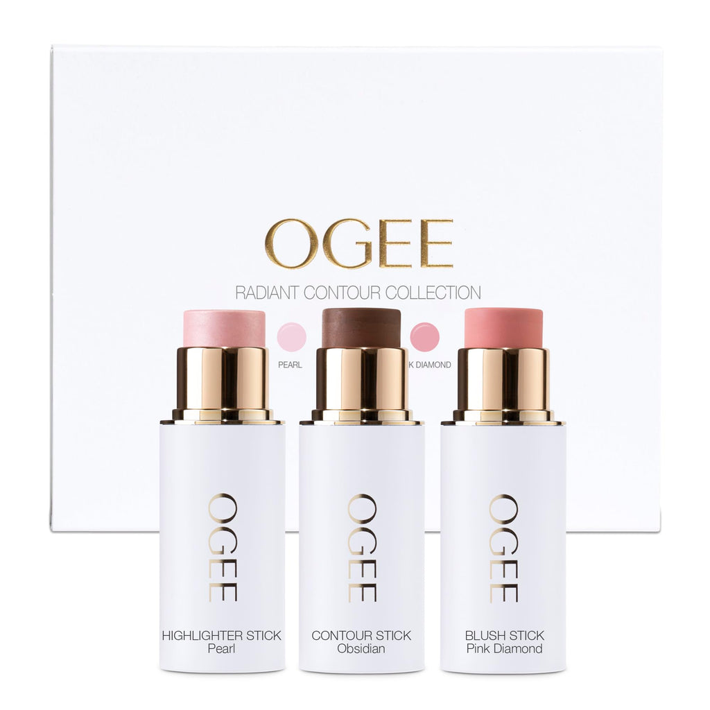 Ogee Face Stick Radiant Trio – Organic Contour Sticks for Subtle Glow (Bronzer, Blush, Highlighter)