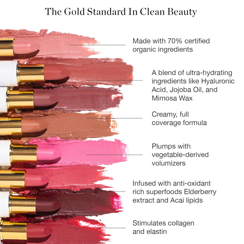 Ogee Full Bloom Sculpted Lipstick (Juliette) – Organic Lipstick with Jojoba Oil & Micro Hyaluronic Acid | 70% Organic, Made in USA