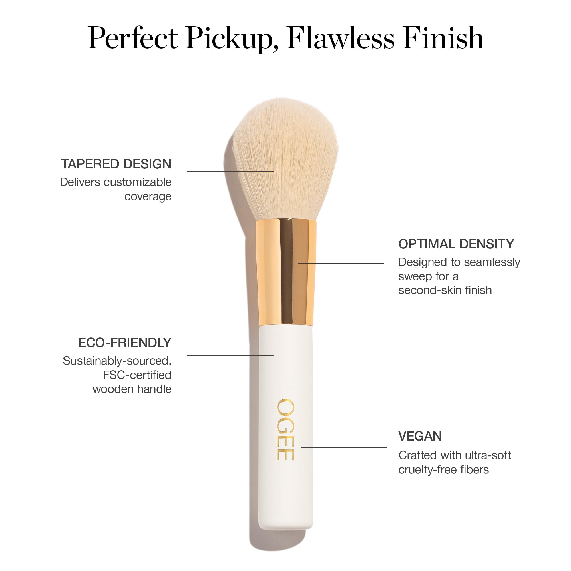 Ogee Makeup Brush Bundle: Blender, Base, Powder, Precision & Cleanser