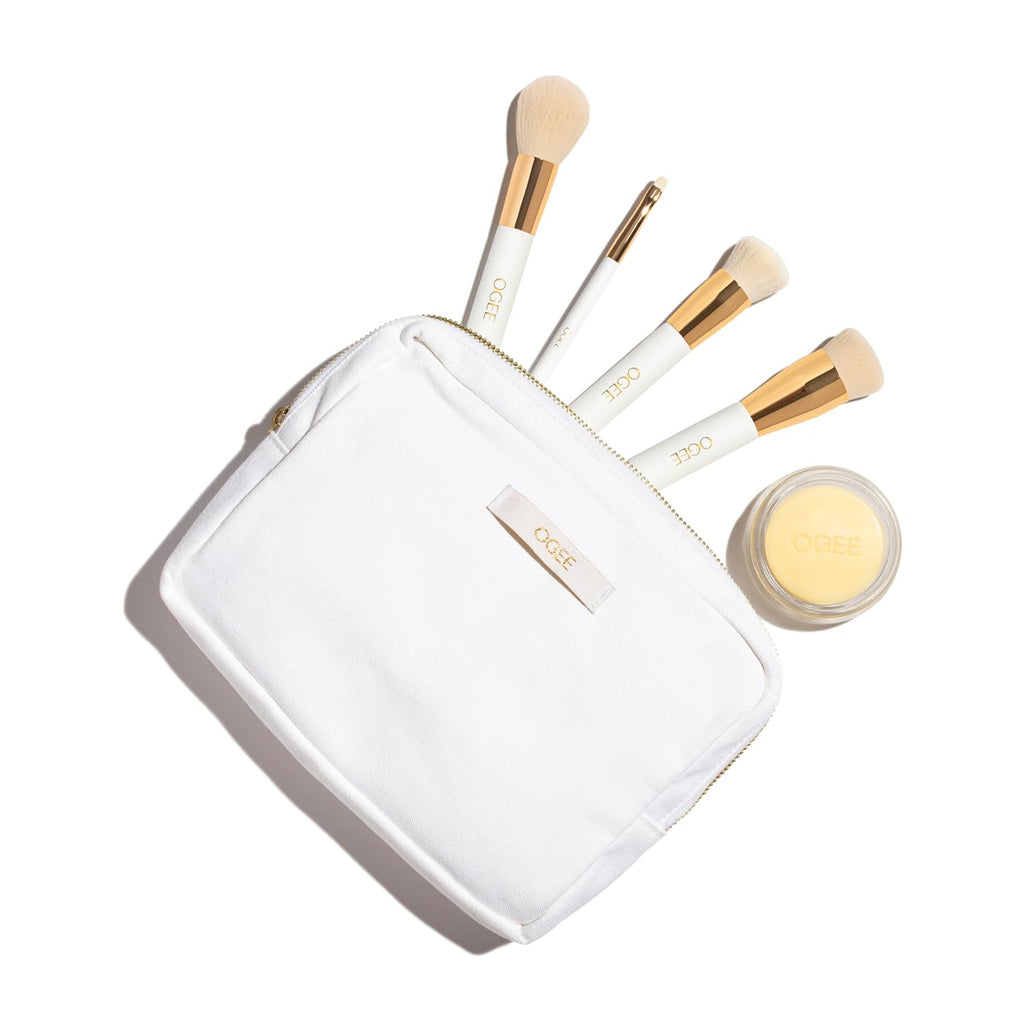 Ogee Makeup Brush Bundle: Blender, Base, Powder, Precision & Cleanser