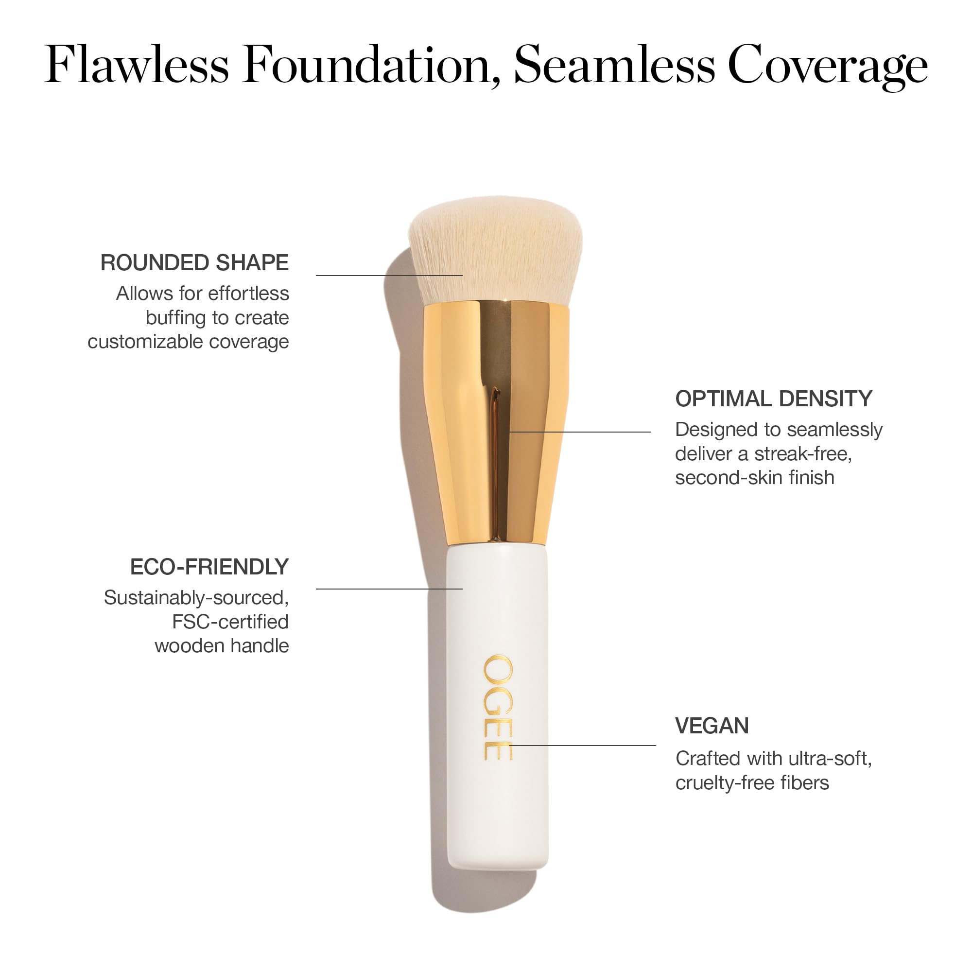 Ogee Makeup Brush Bundle: Blender, Base, Powder, Precision & Cleanser