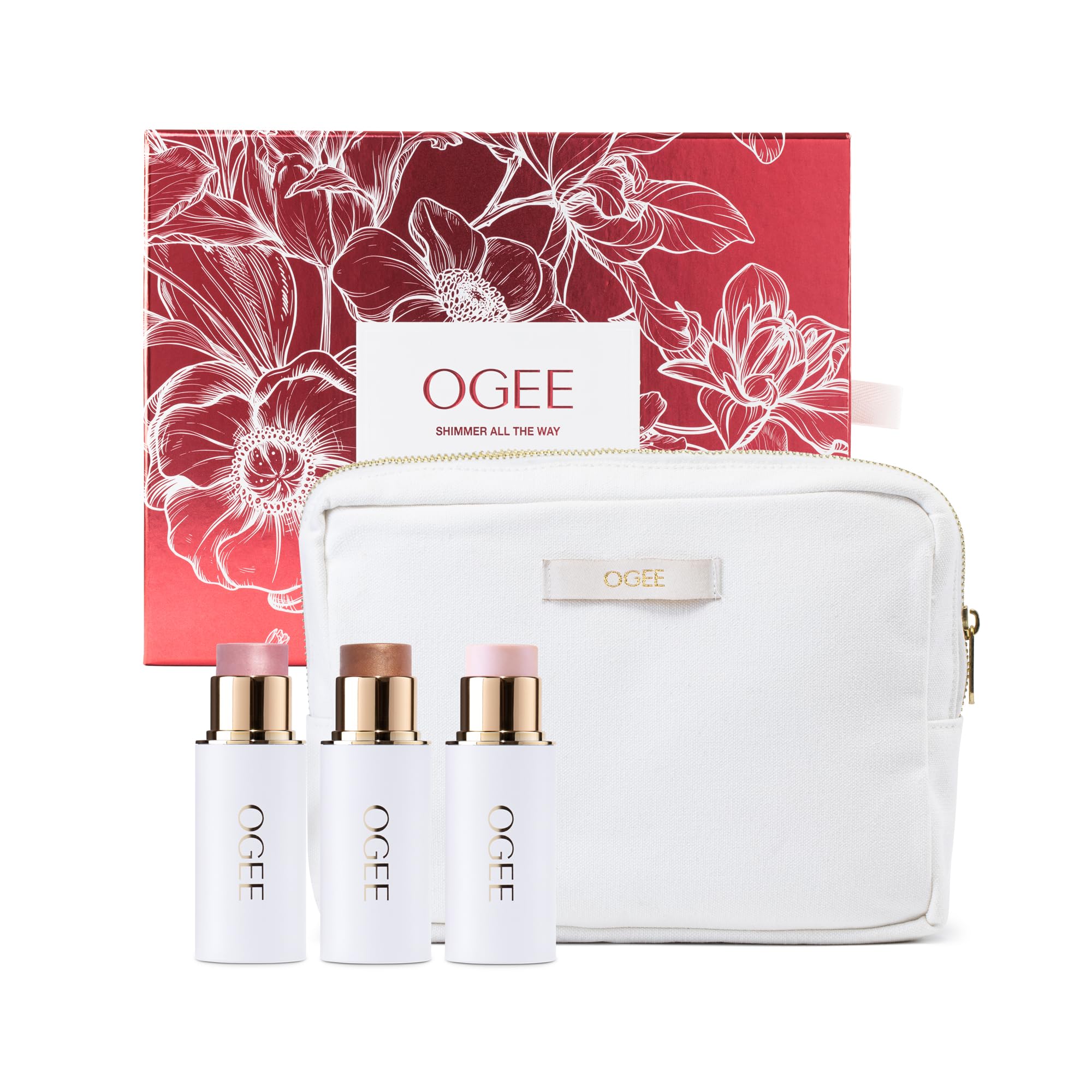Ogee Shimmer All The Way: Limited Edition Highlighter Trio + Organic Cotton Beauty Bag
