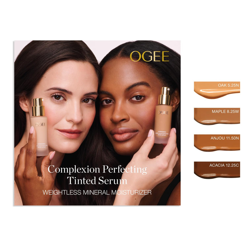 Ogee Complexion Perfecting Liquid Foundation Maple 8.25W — Lightweight Tinted Moisturizer with Vitamin C & Jojoba Oil