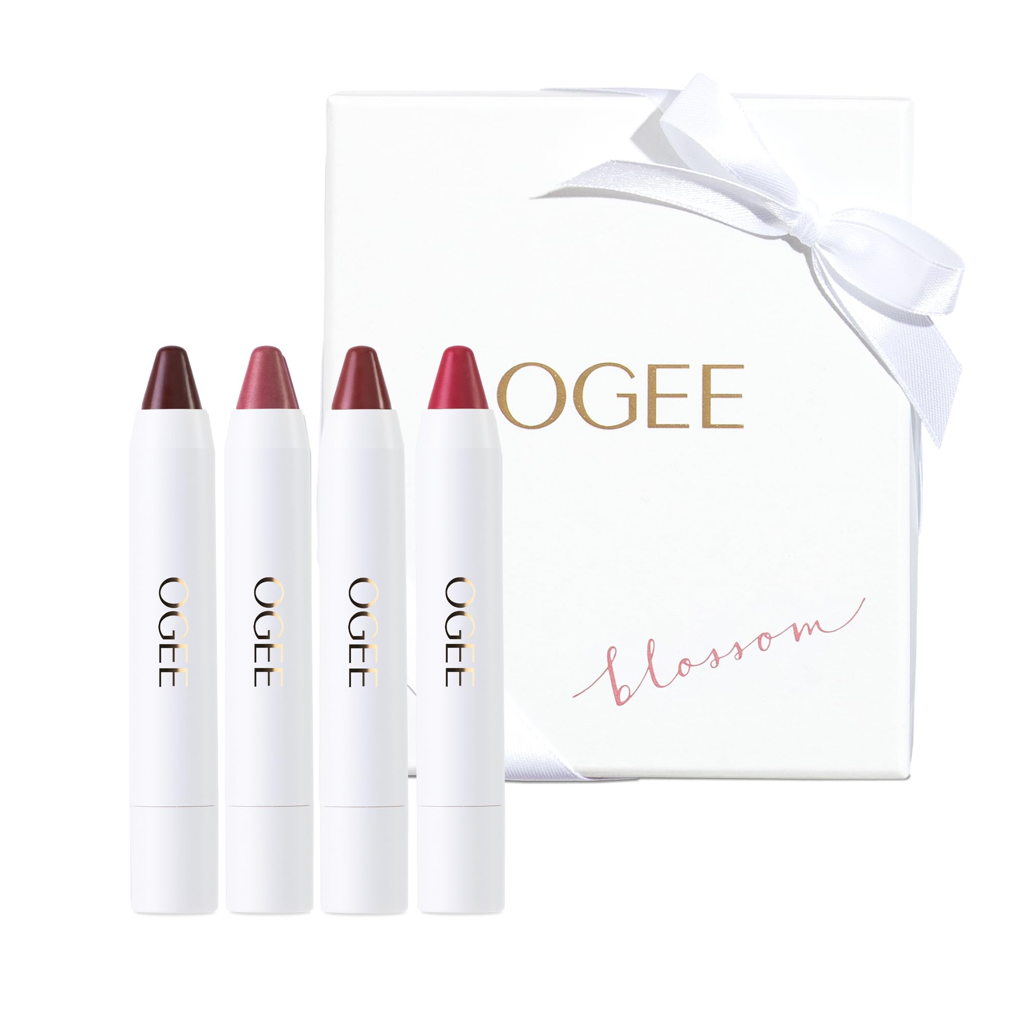 Ogee Tinted Sculpted Lip Oil Blossom Gift Set – 4-Piece Lip Care & Color
