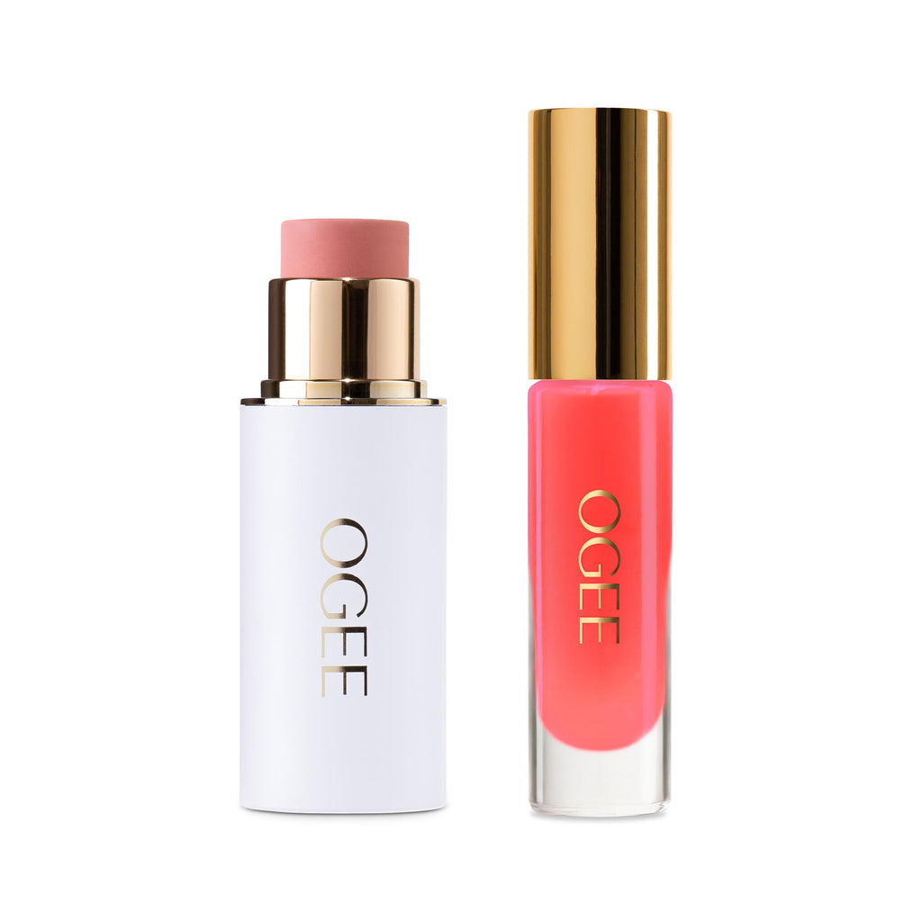 Ogee Twilight Bloom Duo: Pink Diamond Face Stick & Cosmo Lip Gloss – Limited Edition Gift Set