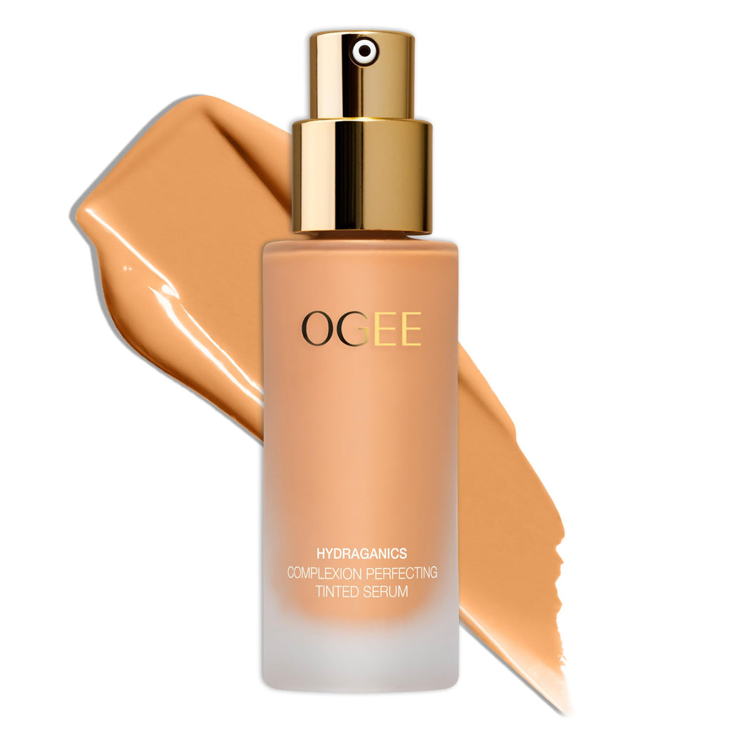 Ogee Complexion Perfecting Liquid Foundation – Lightweight Tinted Serum with Vitamin C & Jojoba Oil (Oak 5.25N) – Organic & USA Made