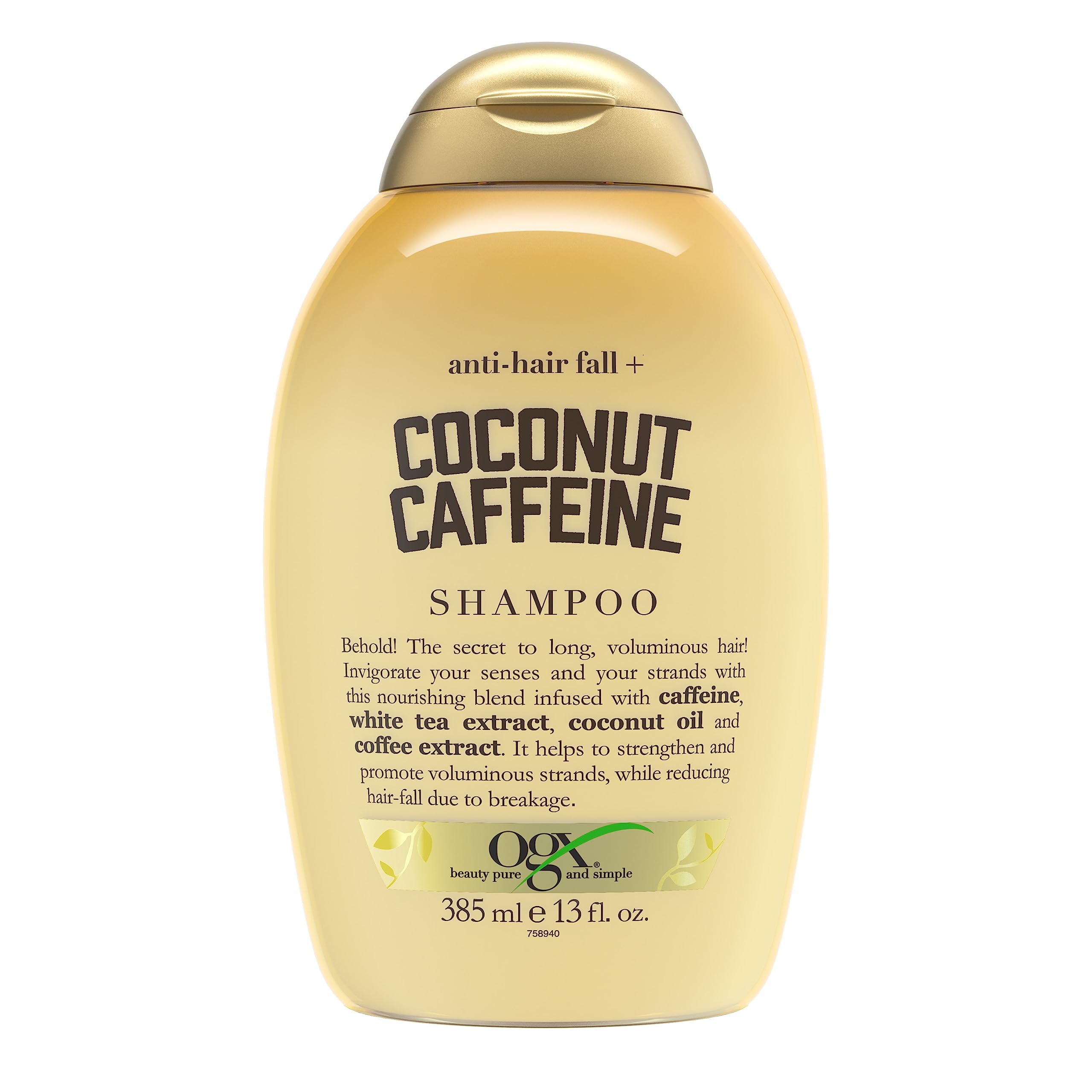 OGX Anti-Hair Fall + Coconut Caffeine Strengthening Shampoo – 13 Fl Oz