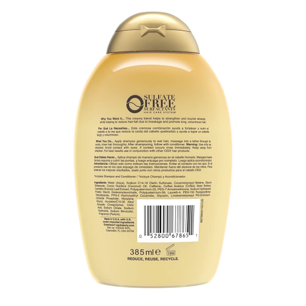 OGX Anti-Hair Fall + Coconut Caffeine Strengthening Shampoo – 13 Fl Oz