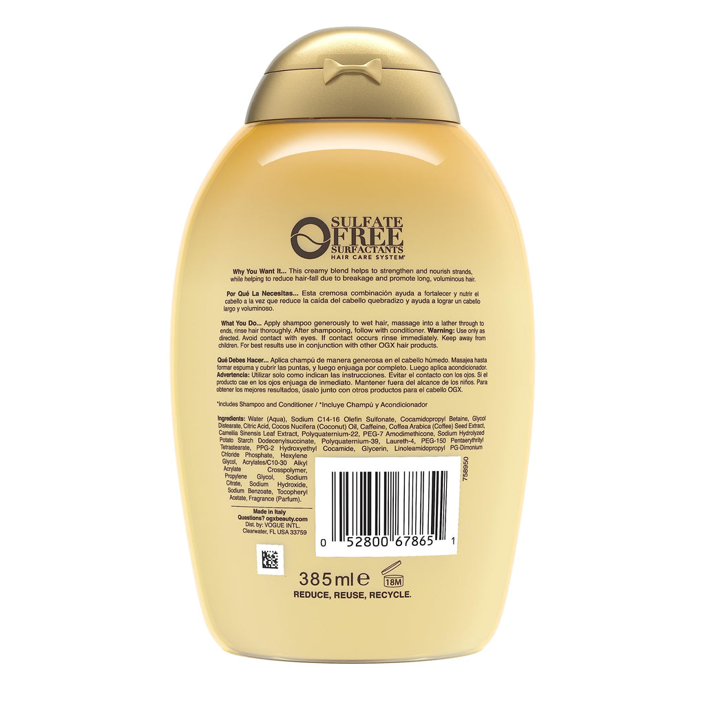 OGX Anti-Hair Fall + Coconut Caffeine Strengthening Shampoo – 13 Fl Oz