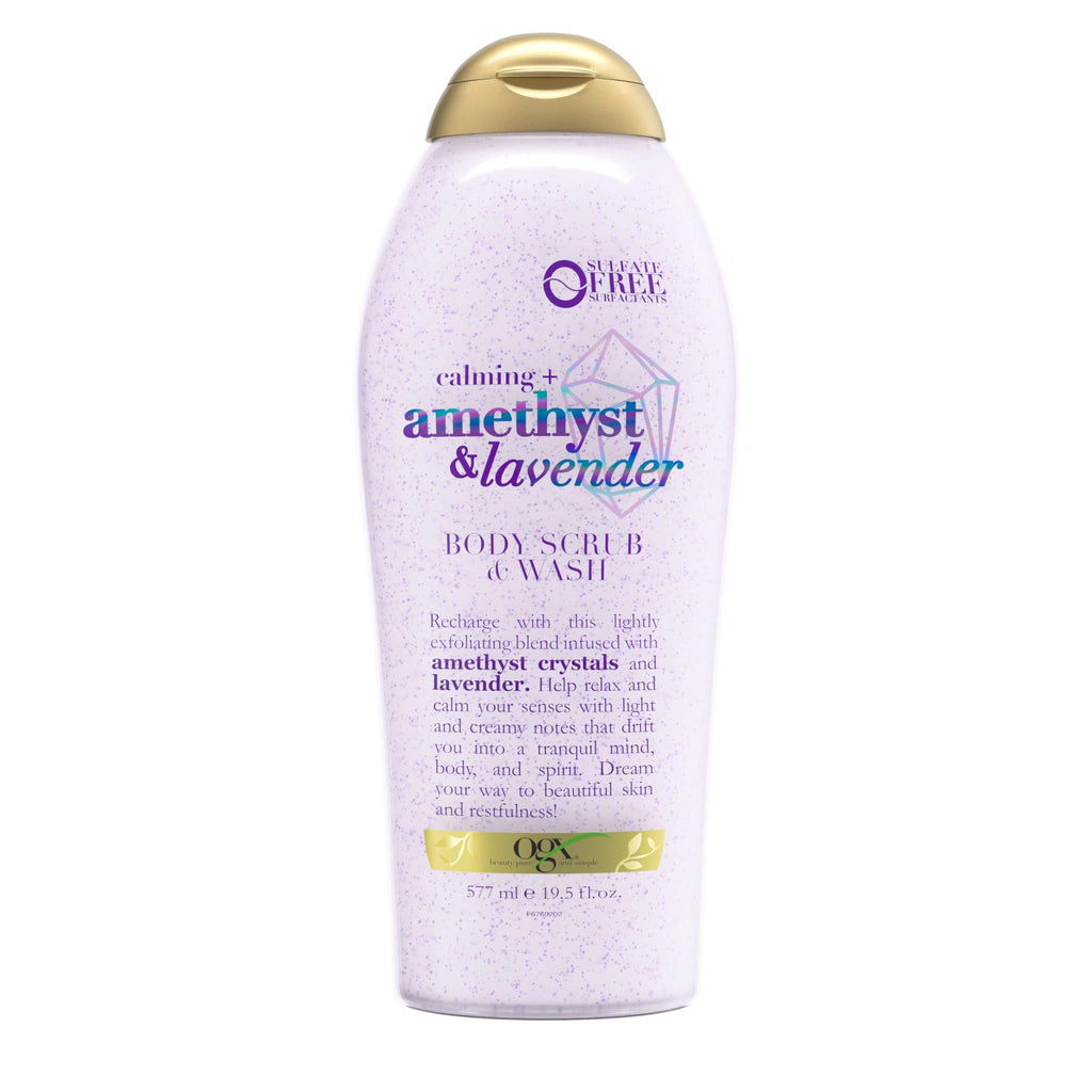 OGX Calming Amethyst & Lavender Body Scrub & Wash – Gently Exfoliating, 19.5 fl oz