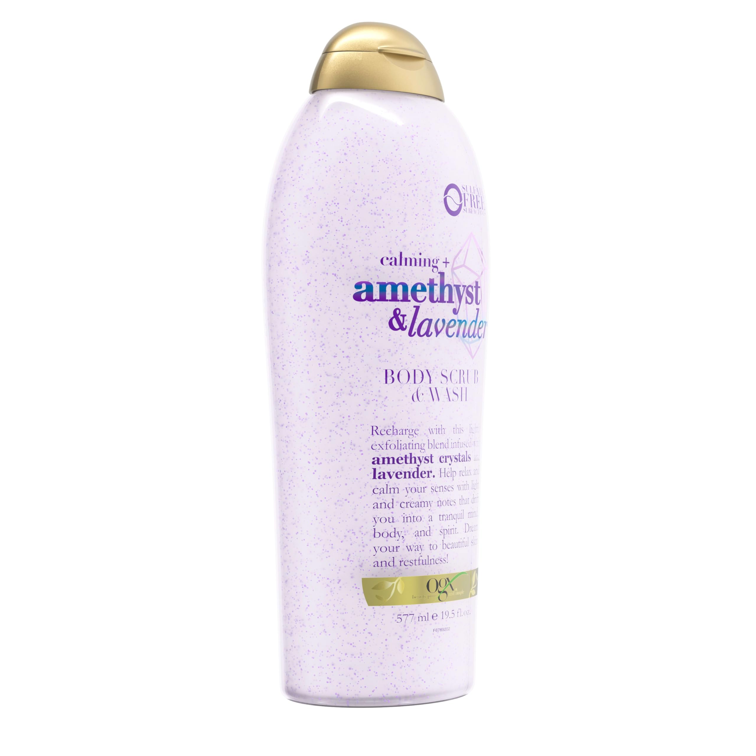 OGX Calming Amethyst & Lavender Body Scrub & Wash – Gently Exfoliating, 19.5 fl oz