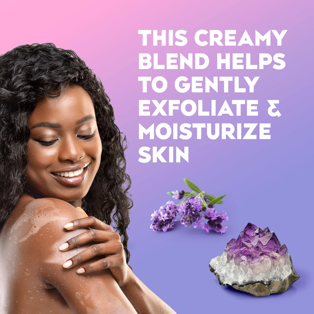OGX Calming Amethyst & Lavender Body Scrub & Wash – Gently Exfoliating, 19.5 fl oz