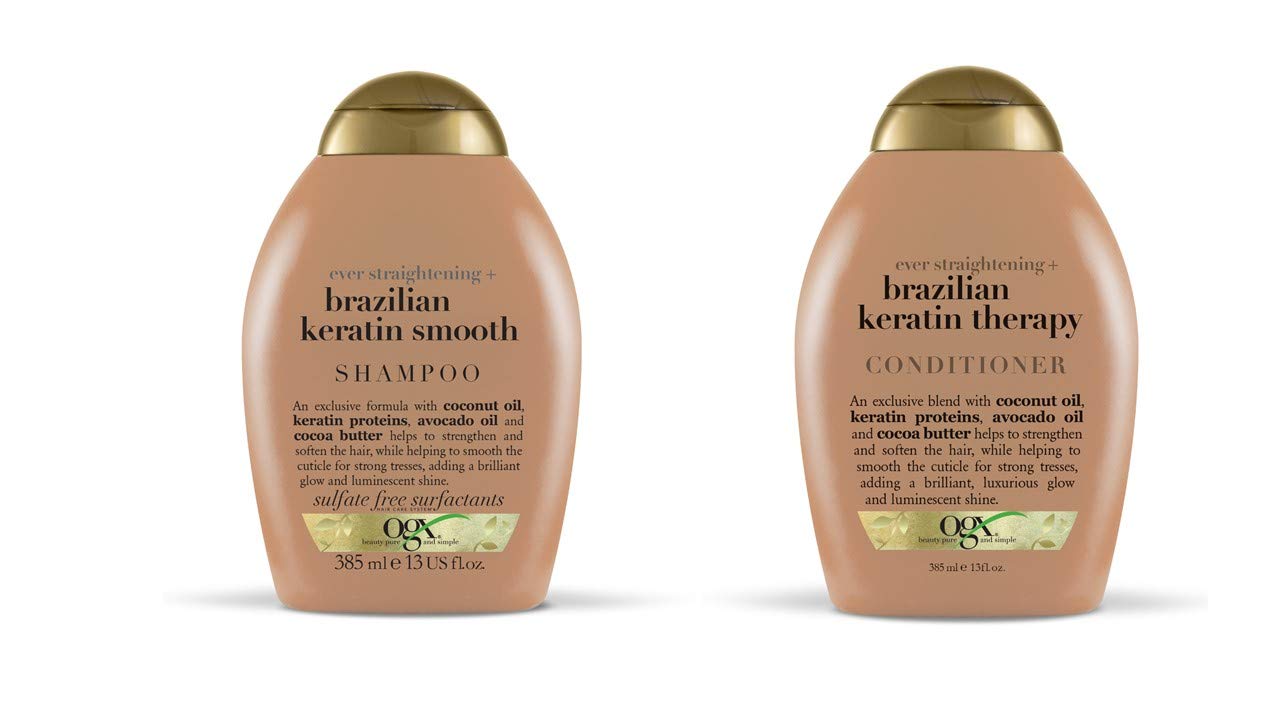 OGX Ever-straightening + Brazilian Keratin Therapy Shampoo & Conditioner Set – 13 oz x 2