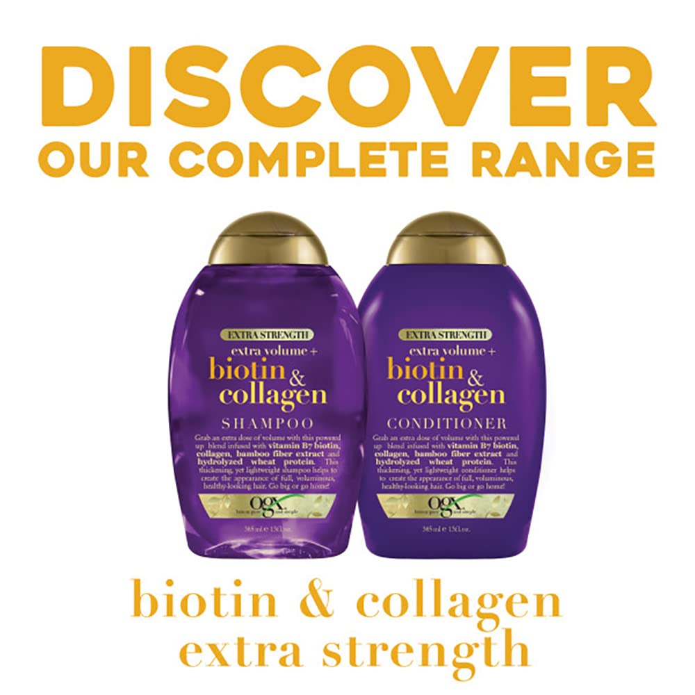 OGX Thick & Full Biotin & Collagen Shampoo & Conditioner – Extra Strength Volumizing Set, 13 fl oz