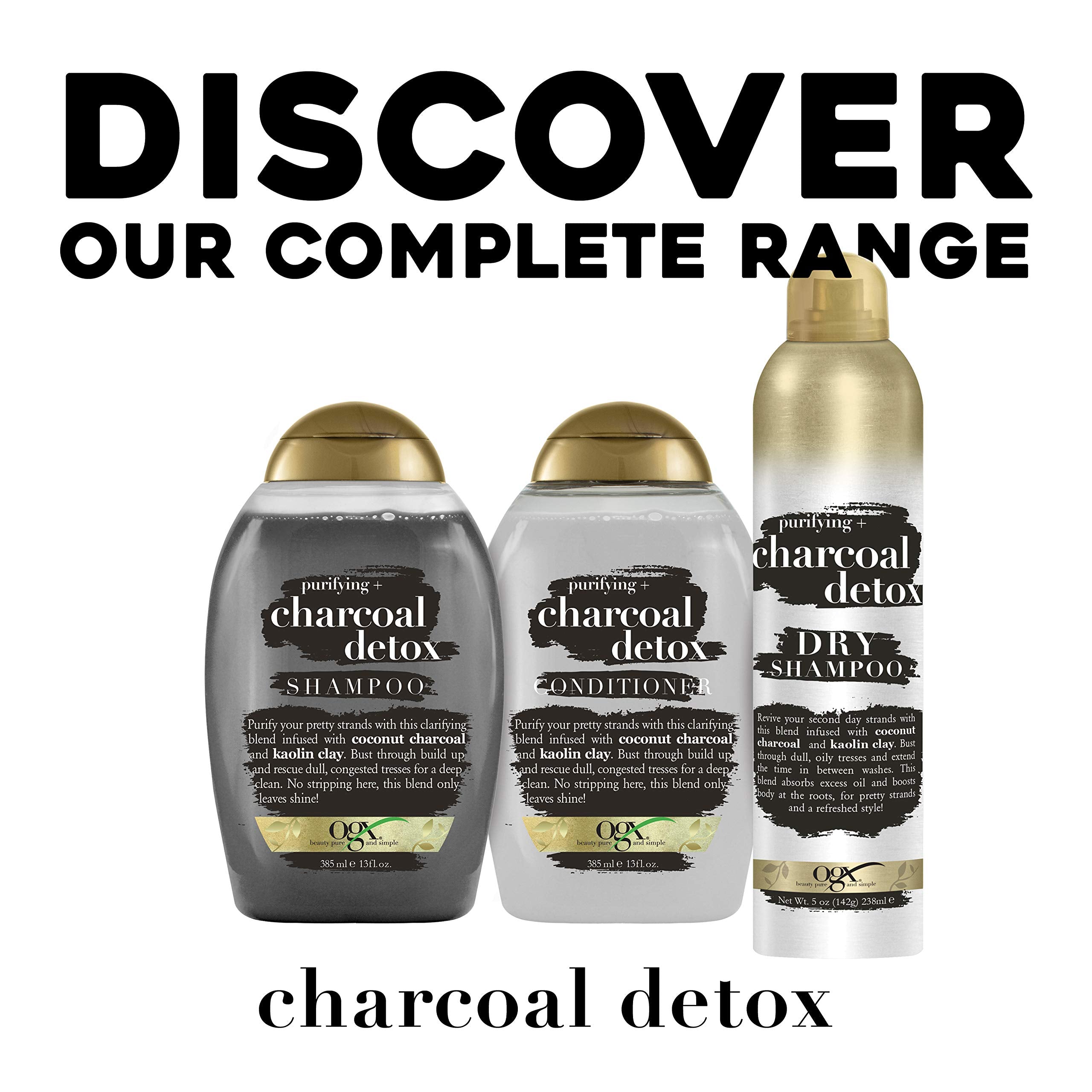 OGX Purifying Charcoal Detox Dry Shampoo Spray – Activated Charcoal & Kaolin Clay, 5 oz