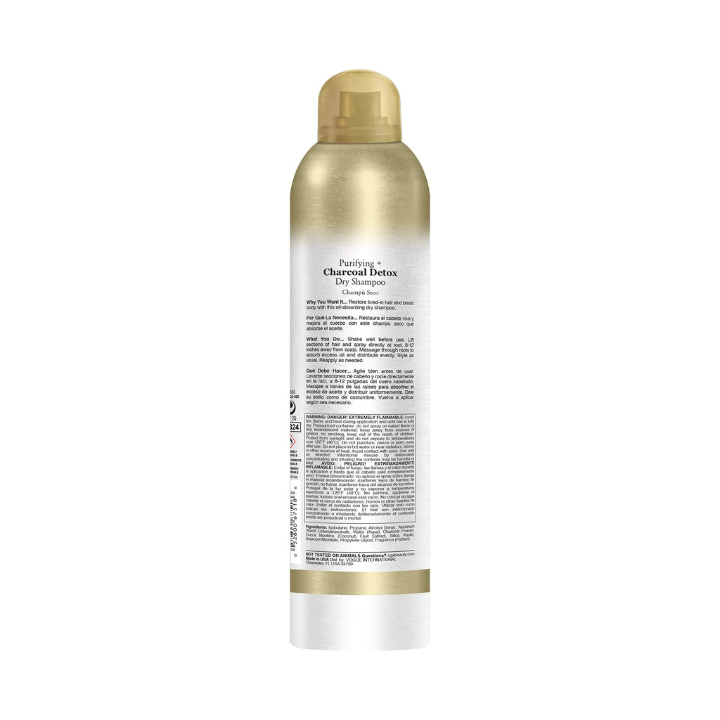OGX Purifying Charcoal Detox Dry Shampoo Spray – Activated Charcoal & Kaolin Clay, 5 oz
