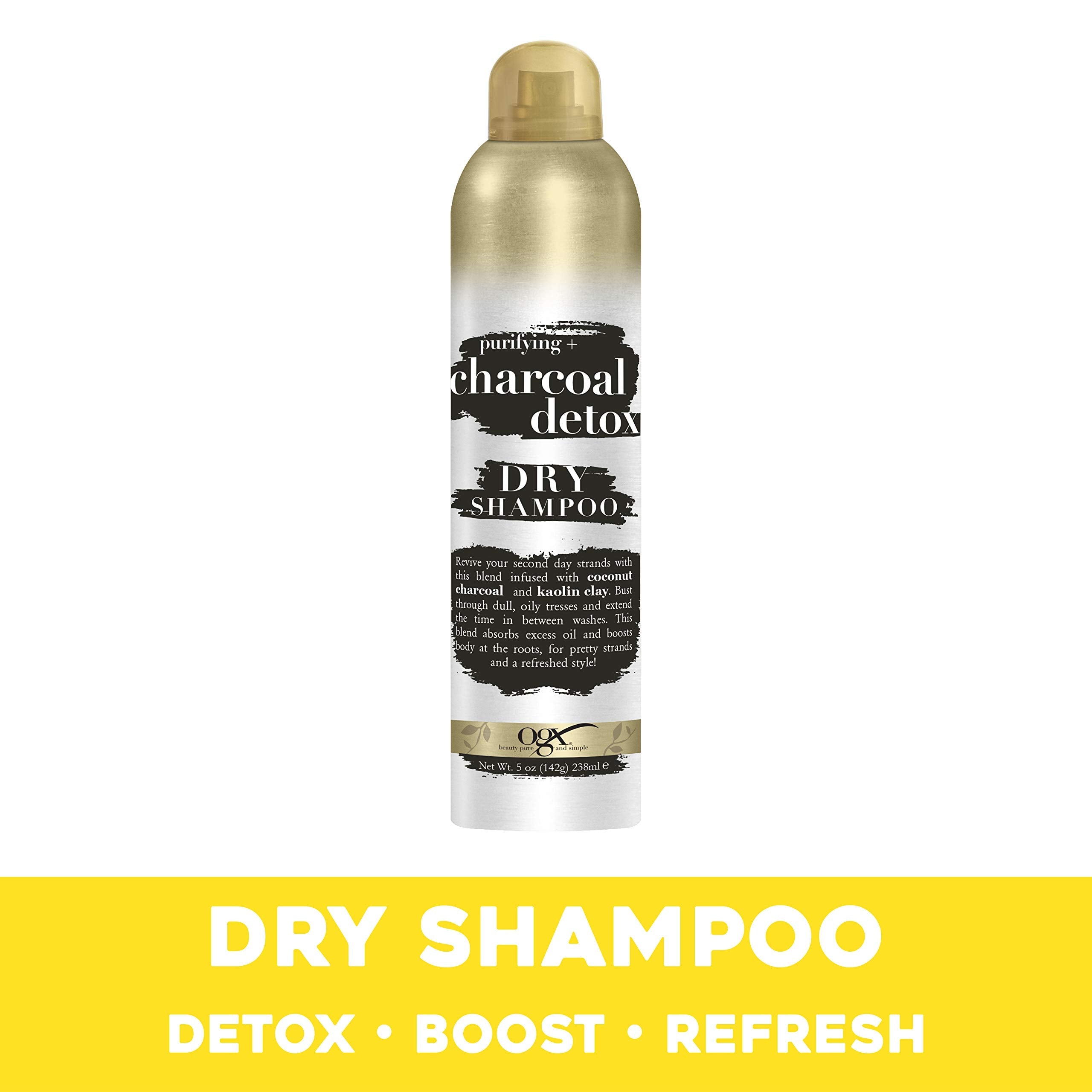 OGX Purifying Charcoal Detox Dry Shampoo Spray – Activated Charcoal & Kaolin Clay, 5 oz