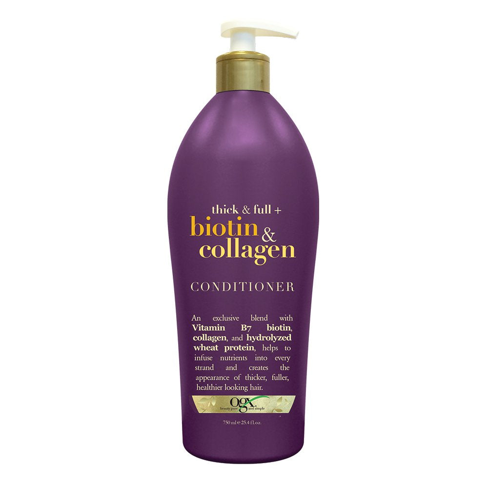 OGX Thick & Full Biotin & Collagen Conditioner – Salon Size 25.4 oz with Pump | Paraben Free, Sulfate Free