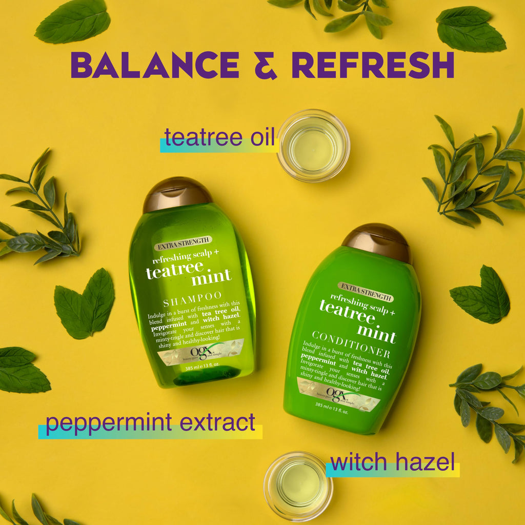 OGX Extra Strength Refreshing Scalp + Teatree Mint Shampoo – Invigorating, Sulfate- & Paraben-Free