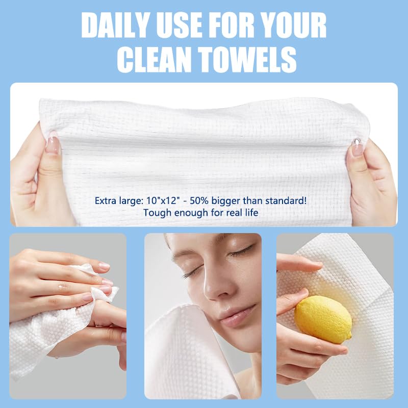 OHOO Disposable Face Towels – Thick 10x12 Makeup Remover Wipes, 100 Count