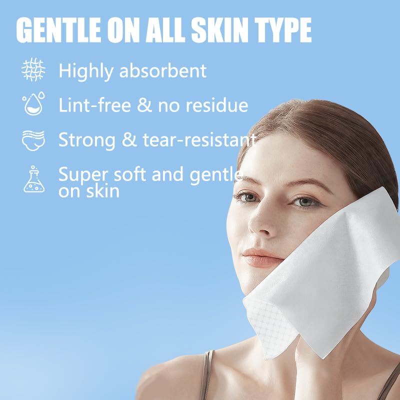 OHOO Disposable Face Towels – Thick 10x12 Makeup Remover Wipes, 100 Count